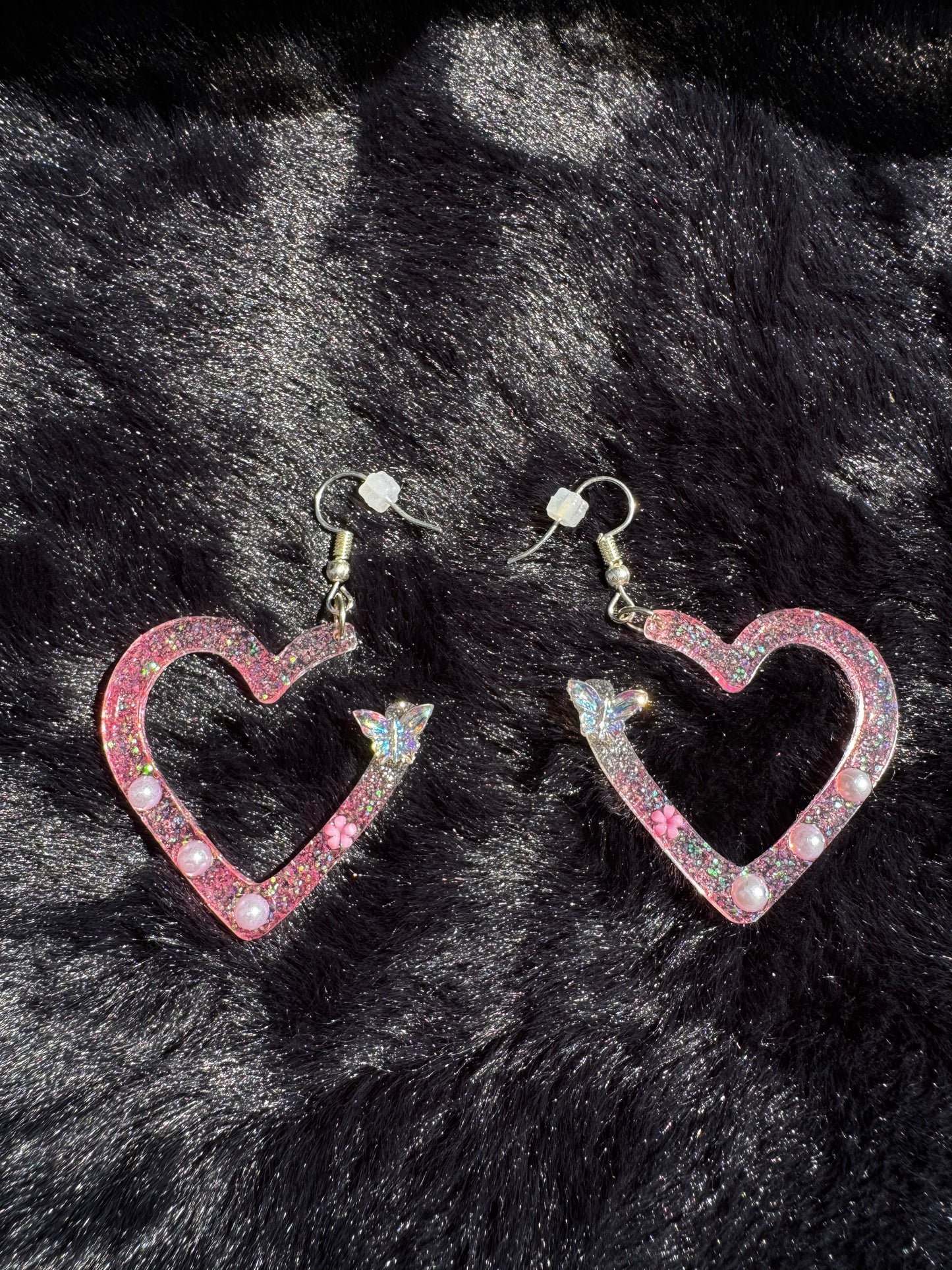 Glitter Code Hoops - Pixel Hearts Collection